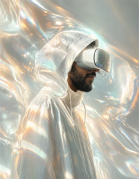 Visuel futuriste illustrant la stratégie digitale et l’innovation créative de The Shine Studio